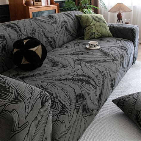 Buy Shadow Grey Dual Tone Knitting Jacquard Sofa Cover – HOKIPO | Har ...