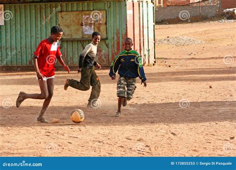 Eritrean Kids Play Football on the Outskirts of Asmara, Eritrea. Editorial Stock Photo - Image ...
