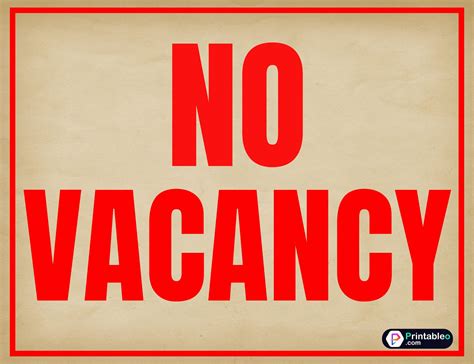 10+ No Vacancy Sign | Printable FREE PDF | Printable signs, Signs ...