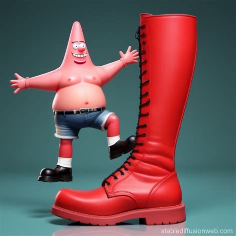 Patrick Star as a Skinhead with Detailed Red Boots | Stable Diffusion ...