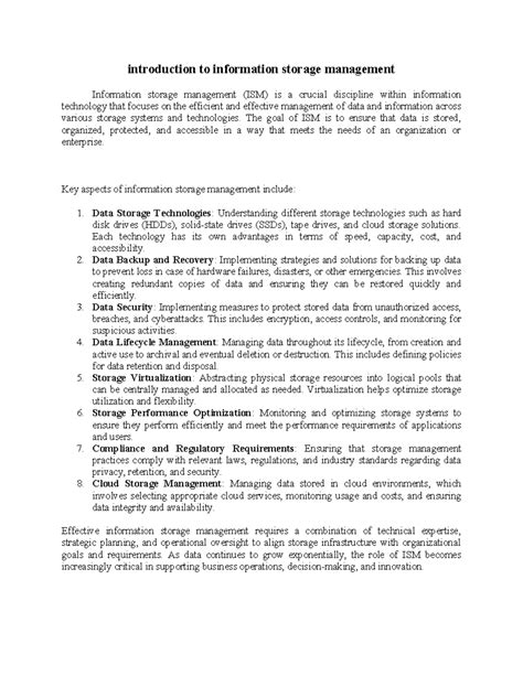 Intro of ISM - brief notes for information storage management ...