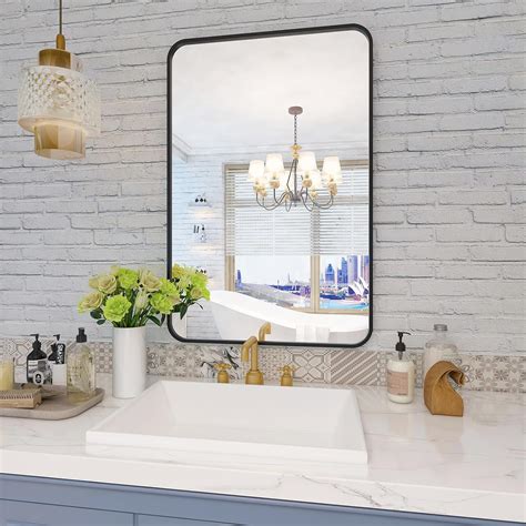 Amazon.com: Hompruti Black Bathroom Mirror for Wall, 22x30 Inch Metal ...