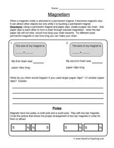 Magnet Worksheets - Have Fun Teaching