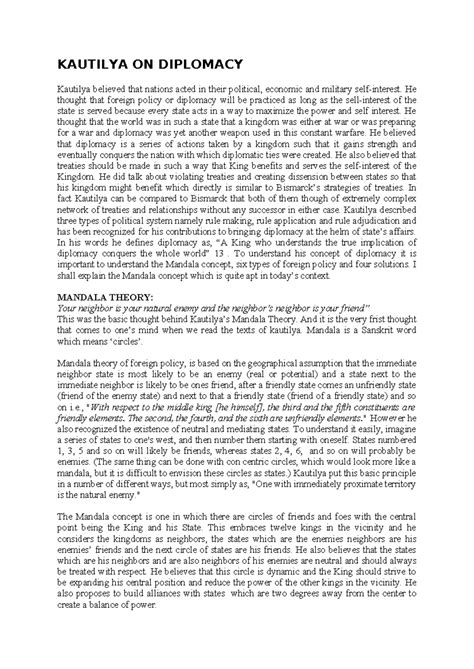 KAUTILYA'S DIPLOMACY: MANDALA THEORY AND FOREIGN POLICY STRATEGIES ...
