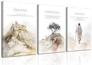 3Pcs Framed Jesus Wall Art Christian Bible Verse Canvas Posters Prints ...