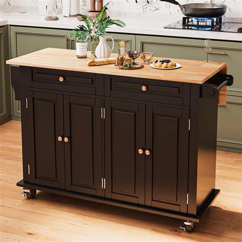 JassmiPkwy Rolling Kitchen Island with Drop Leaf - Kitchen India | Ubuy