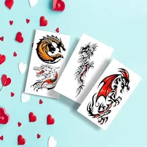 VOORKOMS Colorful Dragon Art Temporary Tattoo Sticker For Male & Female ...