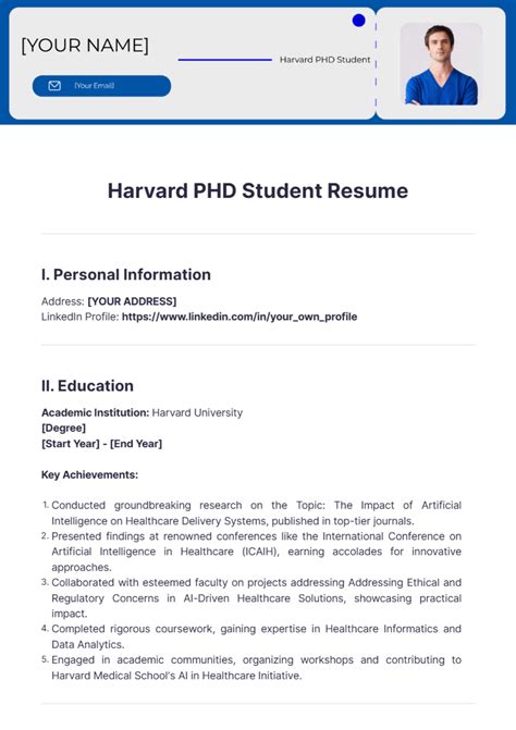 Free Harvard Business School Resume Template to Edit Online