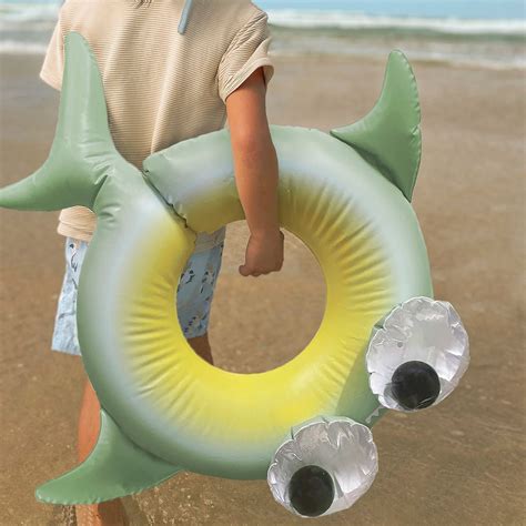 SUNNYLiFE Green Color Inflatable Kiddy Pool Ring Shark Tribe Khaki ...