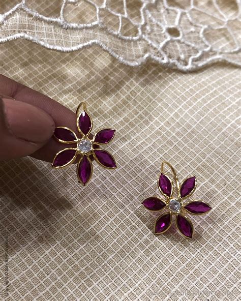 Gold & Red Pure Gold Jhumka | Sakhi Fashions – sakhifashions
