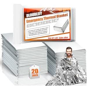 DLOUBLEIY Emergency Thermal Blanket 20-Pack – Reusable Mylar Space ...