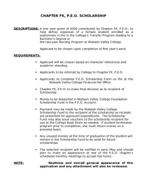 P.E.O. STAR Scholarship STUDENT INATION Doc Template | pdfFiller