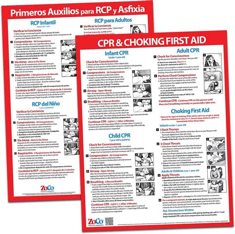 Amazon.com: 2 Pack: CPR Posters in English & Spanish - Heimlich ...