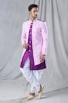 Buy Purple Silk, Cotton Sequins, Embroidery And Thread Jacket Kurta ...