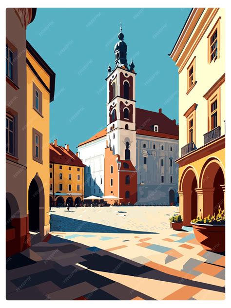 Premium Vector | Tarnow poland vintage travel poster souvenir postcard portrait painting wpa ...