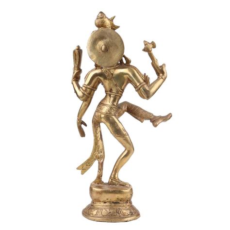 Handmade Golden Brass Ardhanarishvara Half Shiva And Parvati Dancing Statue