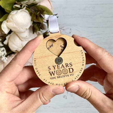 Five Year Anniversary Secret Message Reveal Wheel Gift | Wooden ...