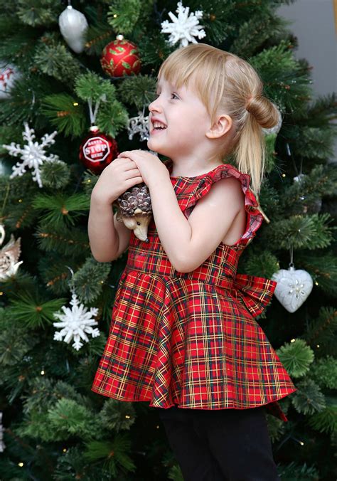 Festive Red Plaid Peplum Top for Girls, Christmas Plaid Ruffle Top ...