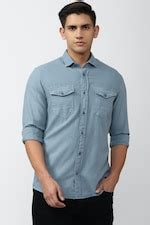 Buy Men Blue Slim Fit Solid Full Sleeves Casual Shirt Online - 865624 ...