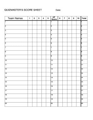QUIZMASTERS SCORE SHEET - Fill and Sign Printable Template Online