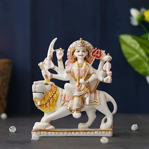 Buy Shyam Antique Creation 7" Durga Maa Sitting On Lion Idol Hindu ...