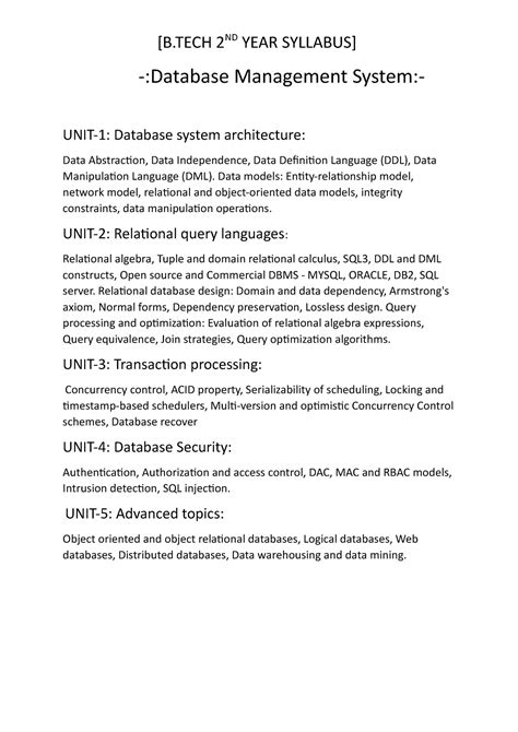 2nd year syllabu 2 - mpno -:Database Management System:- UNIT-1 ...