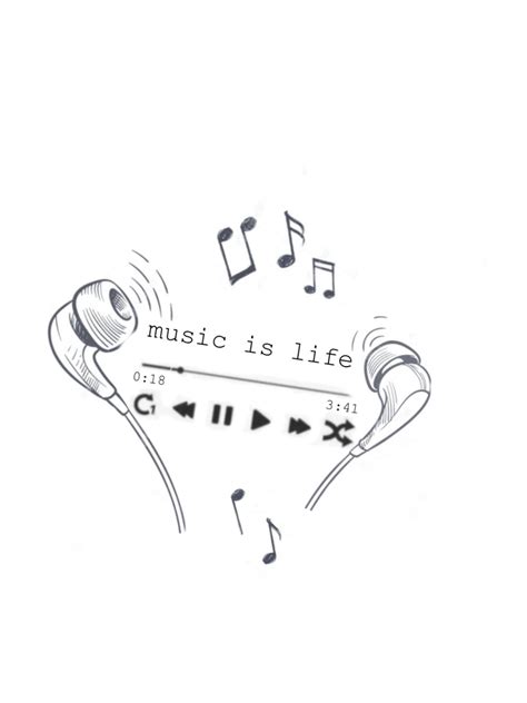 Music is Life Tattoo with Headphones and Notes