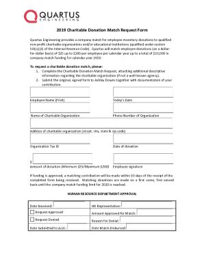Fillable Online 2019 Charitable Donation Match Request Form Fax Email ...
