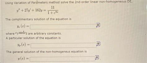 Image result for Variations of Parameters First Order