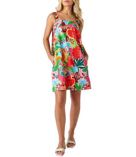 CROSBY by Mollie Burch Warren Tropical Floral Printed Square Neck ...