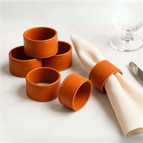 Orange Faux Leather Napkin Rings | Multiple Pack Sizes | CasaBotanical ...
