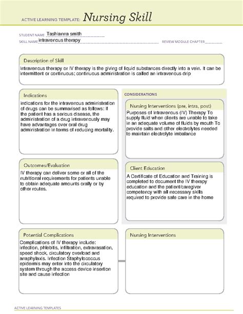 Nursing Skill template 5 - ACTIVE LEARNING TEMPLATES Nursing Skill ...
