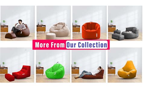 MACCA Brand - XXXL Faux Leather Bean Bag Lounger Chair & Puff Stool ...