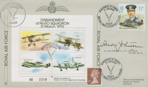 At Auction: RAF. AVM Sandy Johnstone CB DFC Signed Disbandment of No 60 ...