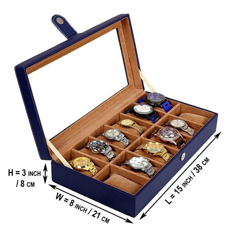 12 Slots Luxury Watch Box Organizer with Viewing Window ...