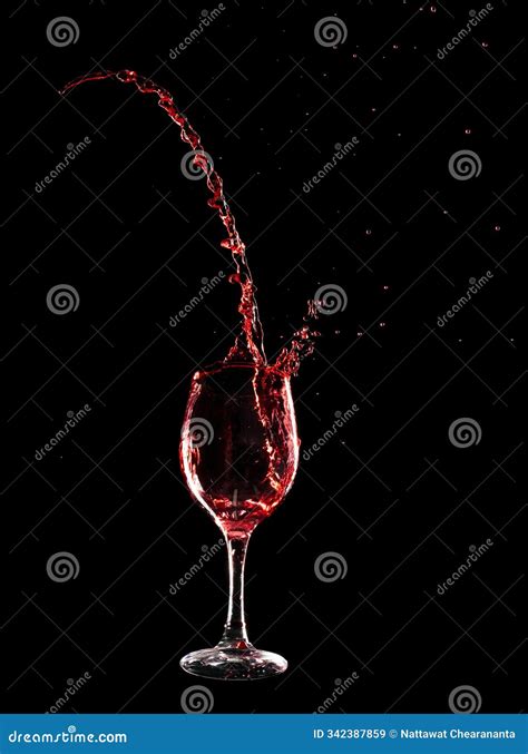 Pouring Clear Wine Glass with Spilled Red Liquid in Air. Red Wine ...