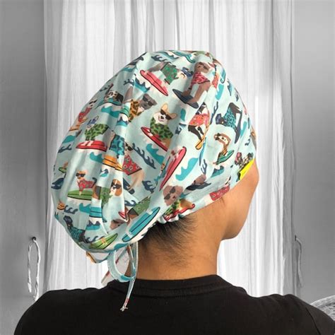 Surfing Dog Scrub Caps for Women Tropical Dogs Surgical Cap - Etsy India