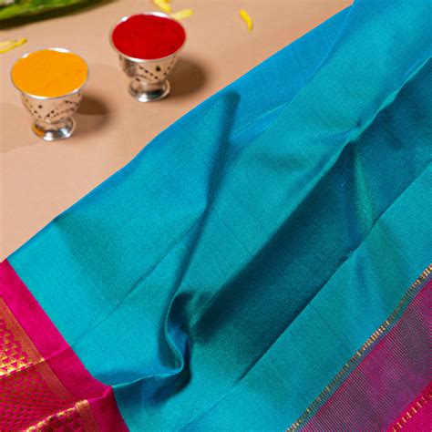 Kuberan Persian Green With Pink 9 Yards Silk Saree – Kuberan Silks