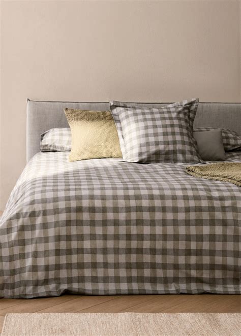 Cotton percale check duvet cover for 150/160 cm bed - Home | MANGO USA
