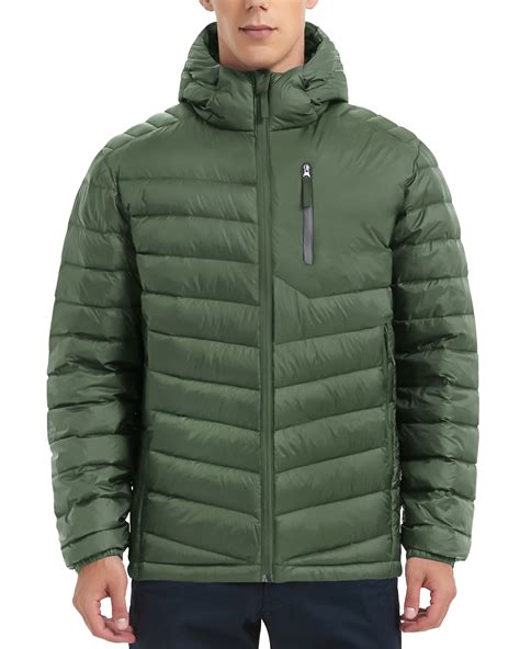 Men Down Jacket Hooded Lightweight Packable Puffer Jacket Water ...