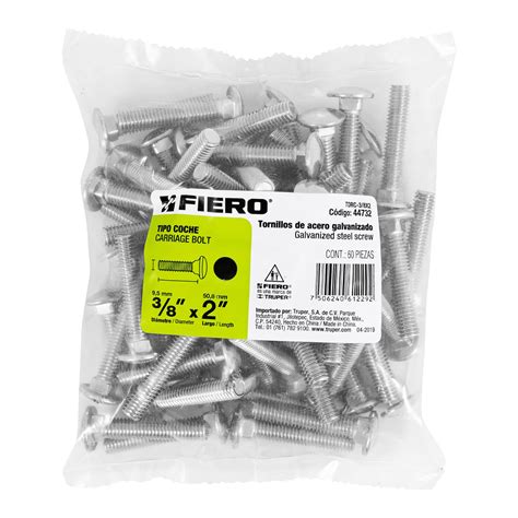 Bolsa con 60 tornillos 3/8 x 2 tipo coche, FIERO - Truper - Grupo Ferre-Max