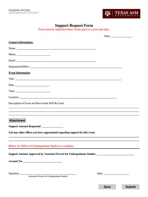 Fillable Online Financial Support Request form. Financial Support ...