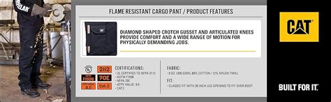 Caterpillar Men's Big Flame Resistant Cargo Trouser, Flame Resistant ...