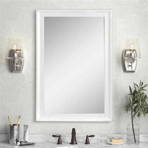 Amazon.com: CULER White Wood Wall Mirror for Bathroom,Rectangle Rustic ...