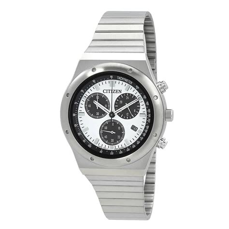 Buy Citizen Mens Stainless Steel Chronograph Quartz White Dial Analog ...