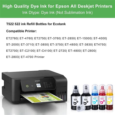 Buy OFFICENTER T522 522 Ink Refill Bottles for Ecotank ET-2760 ET-4760 ...