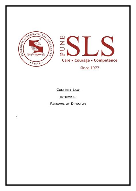 Company law internal - COMPANY LAW INTERNAL-I REMOVAL OF DIRECTOR ...