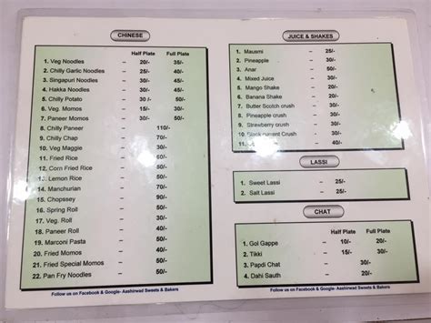 Menu at Ashirwad Hotel And Restaurants, Hastinapur