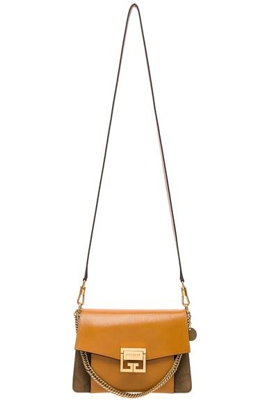 Givenchy Bicolor Small Leather & Suede GV3 in Amber & Mastic | FWRD