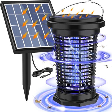 PALONE Solar Bug Zapper, Electric Rechargeable Fly Killer Powerful Fly ...